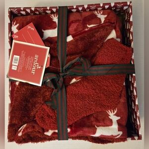 Ardour Red Holiday Blanket-Throw & Socks